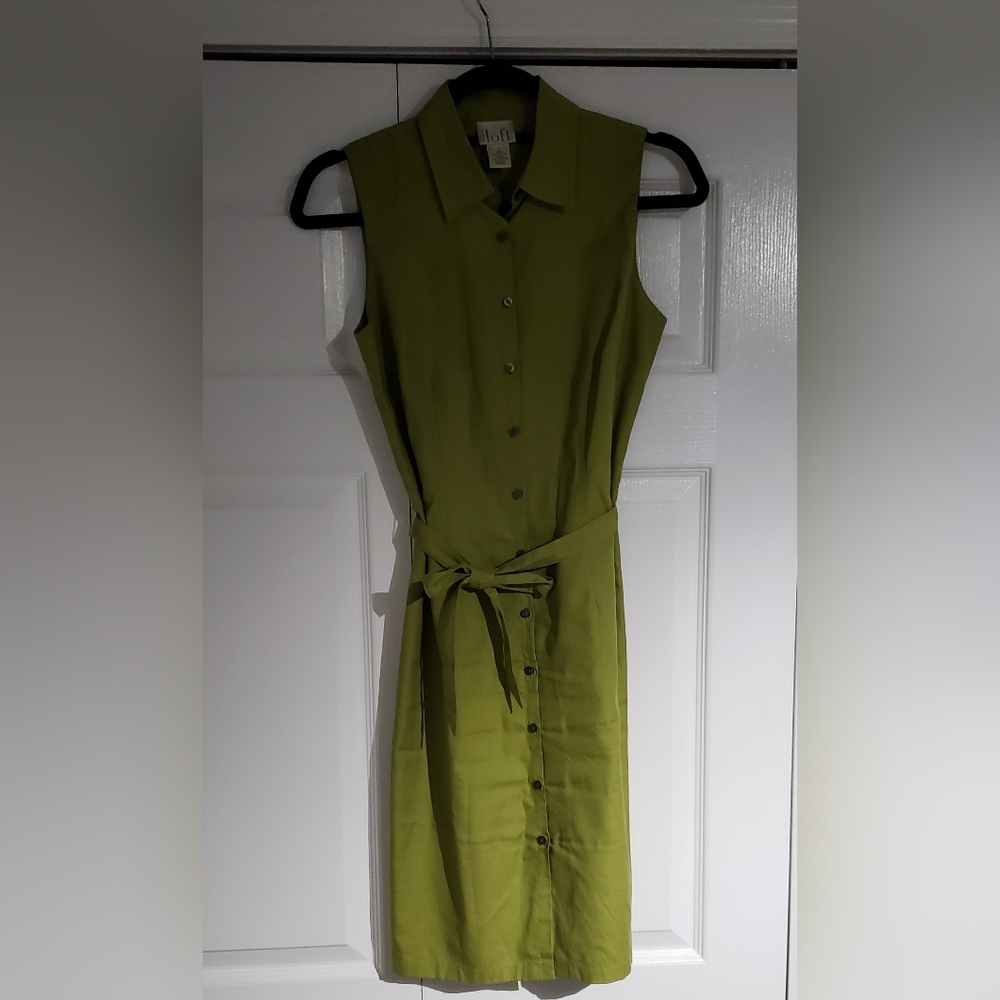 Loft Size 2 Sleeveless Green Shirt Dress - Picture 3 of 9